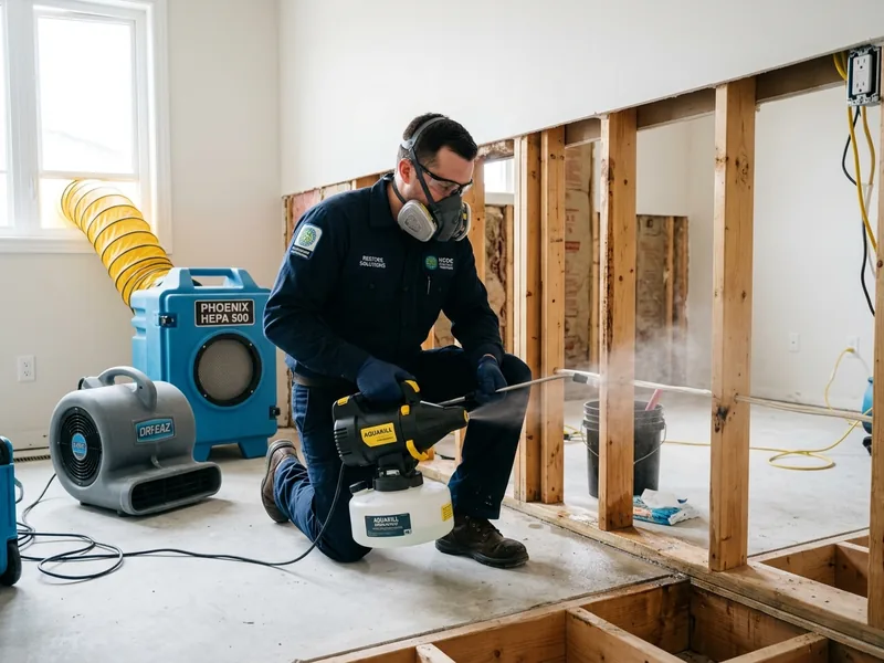 Disinfecting and sanitizing floors and walls after water damage